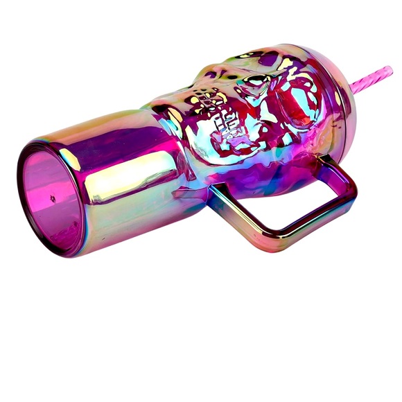 Iridescent Skull Tumbler with Straw - Picture 3 of 6